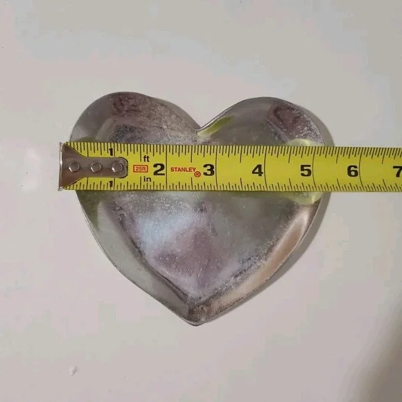 Pottery Barn Trinket Tray - Silver Tone Aluminum Heart India Ring Coin Dish - Picture 7 of 7